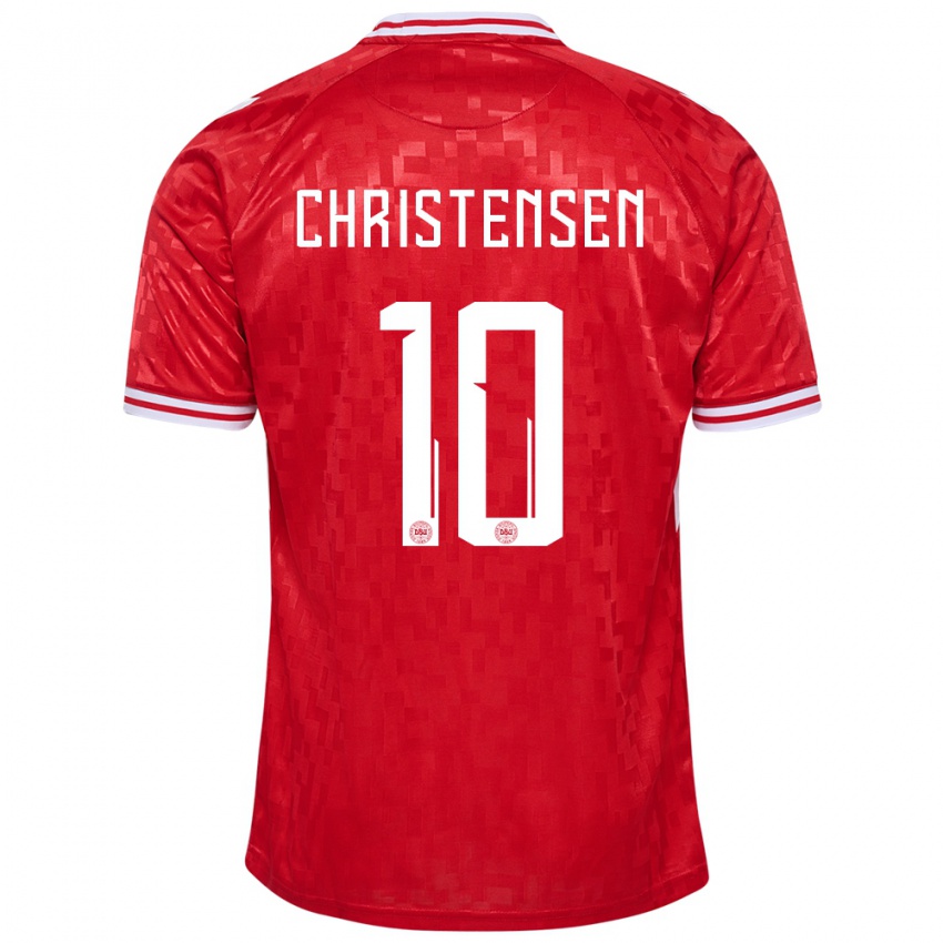 Niño Camiseta Dinamarca Gustav Christensen #10 Rojo 1ª Equipación 24-26 La Camisa
