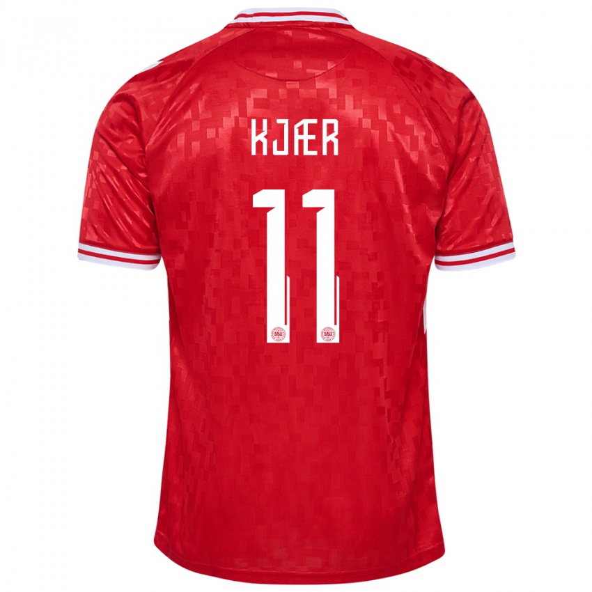 Niño Camiseta Dinamarca Jeppe Kjær #11 Rojo 1ª Equipación 24-26 La Camisa