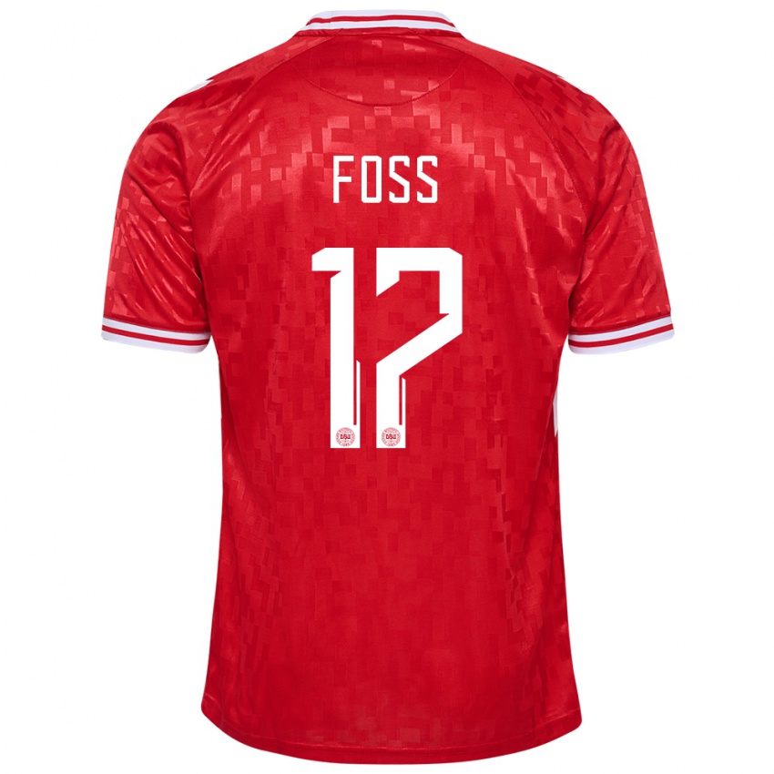 Niño Camiseta Dinamarca Jonathan Foss #17 Rojo 1ª Equipación 24-26 La Camisa