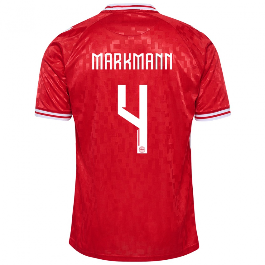 Niño Camiseta Dinamarca Noah Markmann #4 Rojo 1ª Equipación 24-26 La Camisa