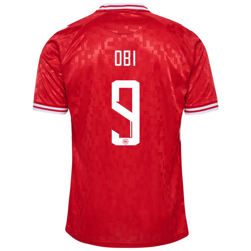 Niño Camiseta Dinamarca Chido Obi #9 Rojo 1ª Equipación 24-26 La Camisa