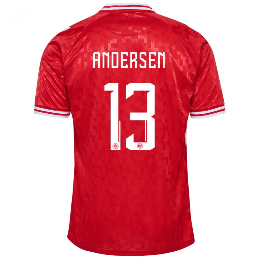 Niño Camiseta Dinamarca Frej Andersen #13 Rojo 1ª Equipación 24-26 La Camisa