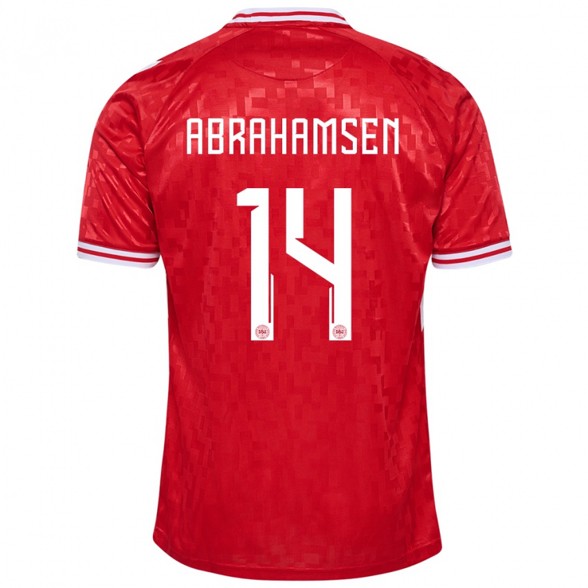 Niño Camiseta Dinamarca Mads Abrahamsen #14 Rojo 1ª Equipación 24-26 La Camisa