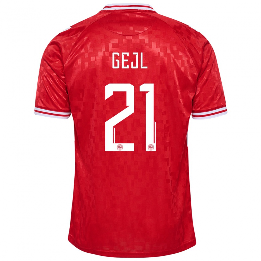 Niño Camiseta Dinamarca Mille Gejl #21 Rojo 1ª Equipación 24-26 La Camisa