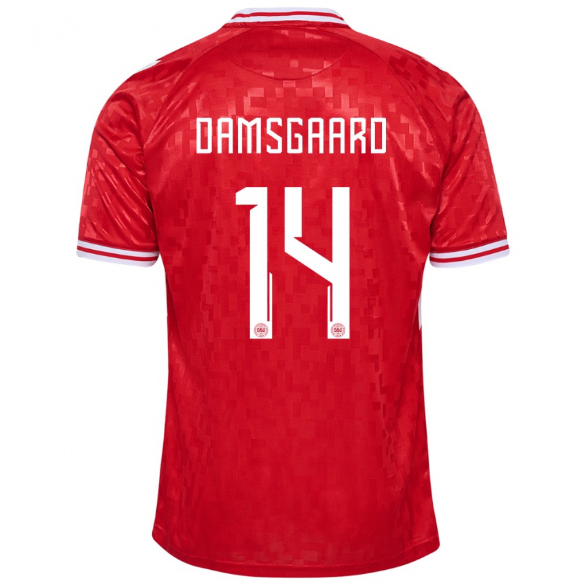 Niño Camiseta Dinamarca Mikkel Damsgaard #14 Rojo 1ª Equipación 24-26 La Camisa