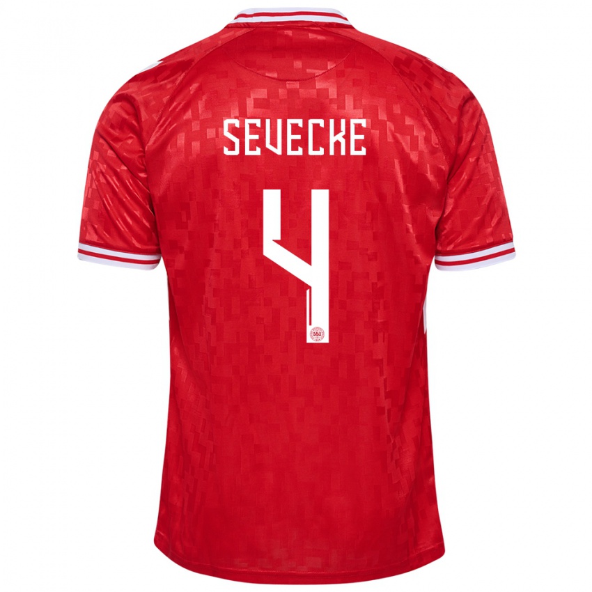 Niño Camiseta Dinamarca Rikke Sevecke #4 Rojo 1ª Equipación 24-26 La Camisa