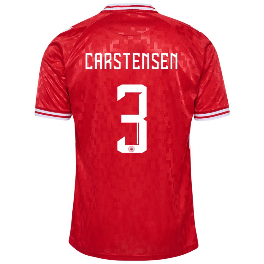 Niño Camiseta Dinamarca Rasmus Carstensen #3 Rojo 1ª Equipación 24-26 La Camisa