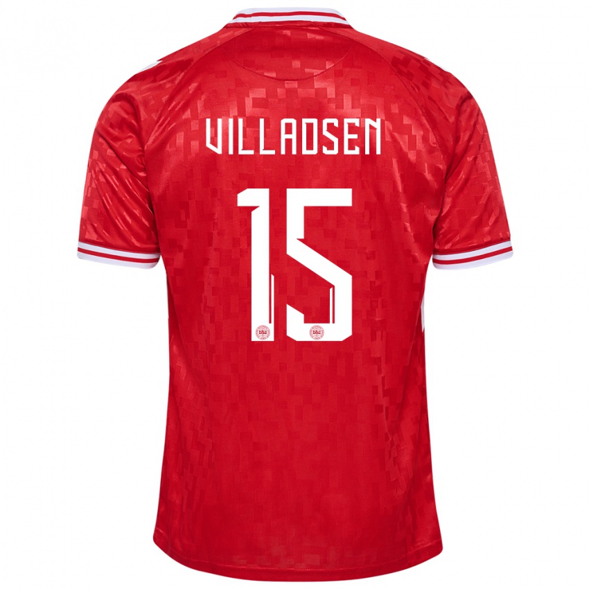 Niño Camiseta Dinamarca Oliver Villadsen #15 Rojo 1ª Equipación 24-26 La Camisa