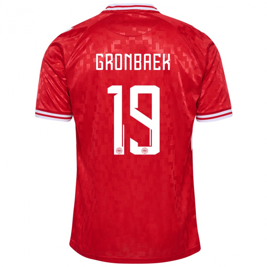 Niño Camiseta Dinamarca Albert Gronbaek #19 Rojo 1ª Equipación 24-26 La Camisa
