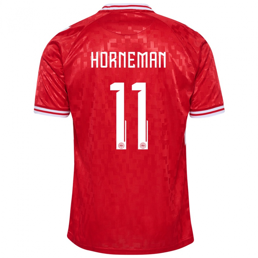 Niño Camiseta Dinamarca Charly Horneman #11 Rojo 1ª Equipación 24-26 La Camisa