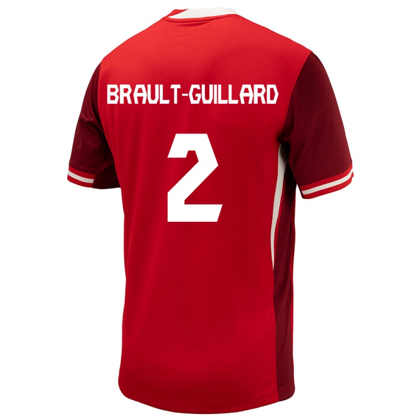 Niño Camiseta Canadá Zachary Brault-Guillard #2 Rojo 1ª Equipación 24-26 La Camisa