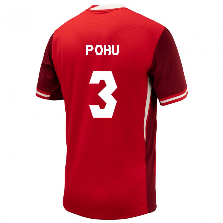 Niño Camiseta Canadá Kwasi Poku #3 Rojo 1ª Equipación 24-26 La Camisa