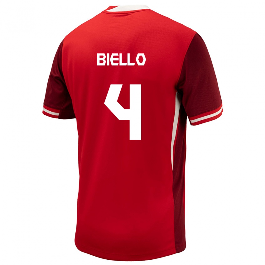Niño Camiseta Canadá Alessandro Biello #4 Rojo 1ª Equipación 24-26 La Camisa