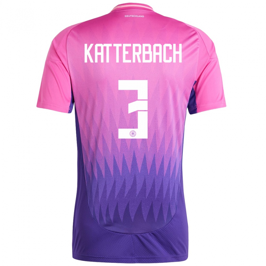 Niño Camiseta Alemania Noah Katterbach #3 Rosado Morado 2ª Equipación 24-26 La Camisa