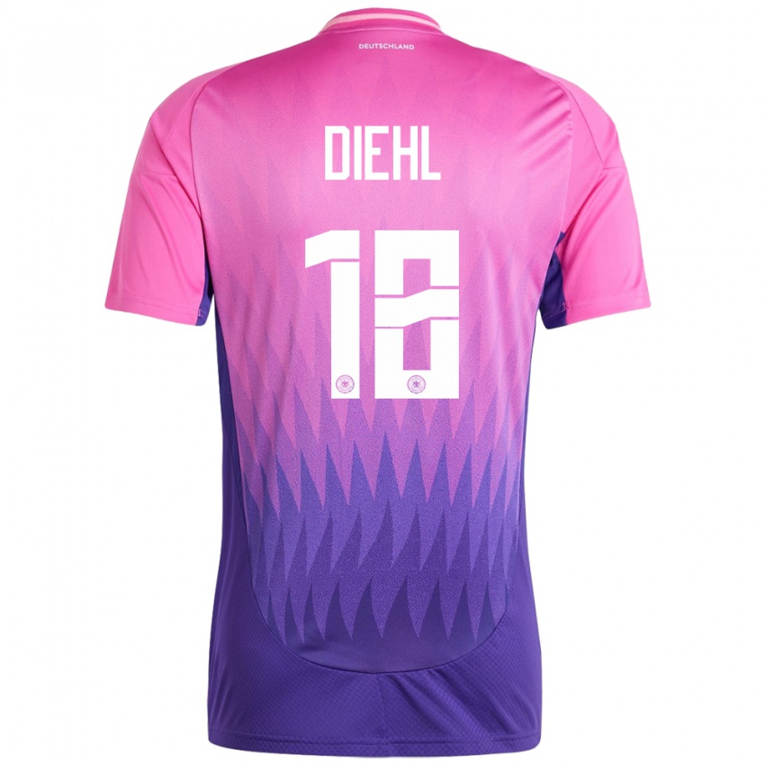 Niño Camiseta Alemania Justin Diehl #18 Rosado Morado 2ª Equipación 24-26 La Camisa