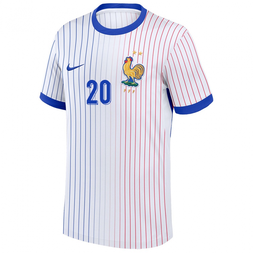 Niño Camiseta Francia Pierre Kalulu #20 Blanco 2ª Equipación 24-26 La Camisa