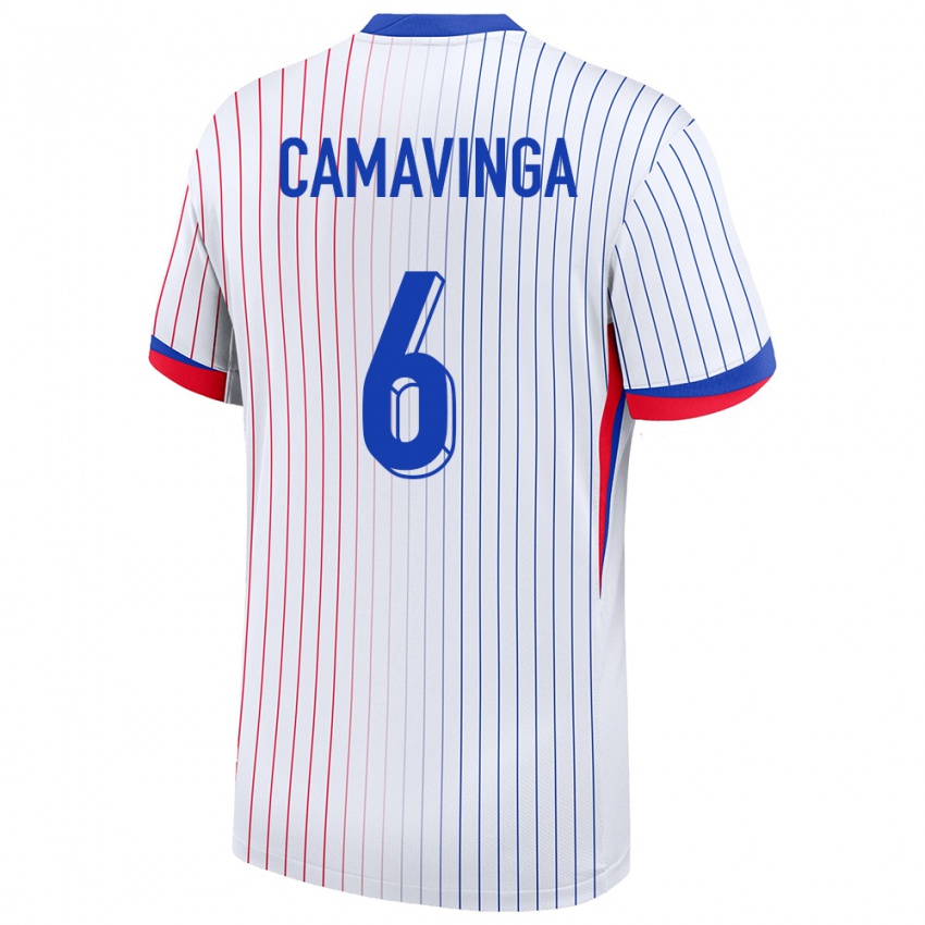 Niño Camiseta Francia Eduardo Camavinga #6 Blanco 2ª Equipación 24-26 La Camisa