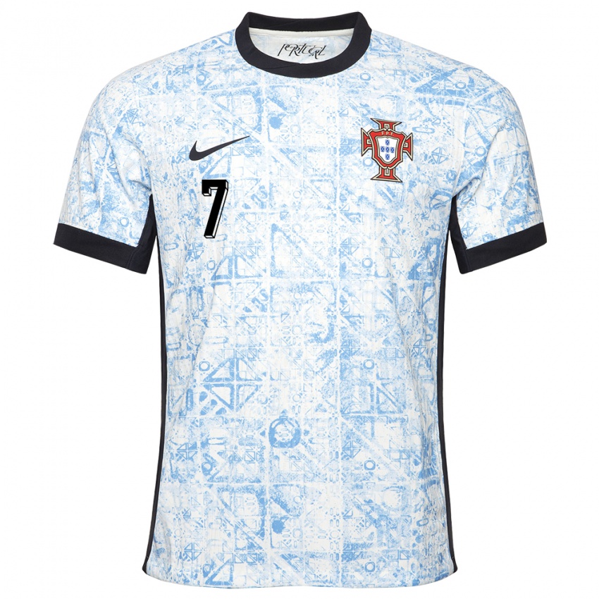 Niño Camiseta Portugal Cristiano Ronaldo #7 Crema Azul 2ª Equipación 24-26 La Camisa