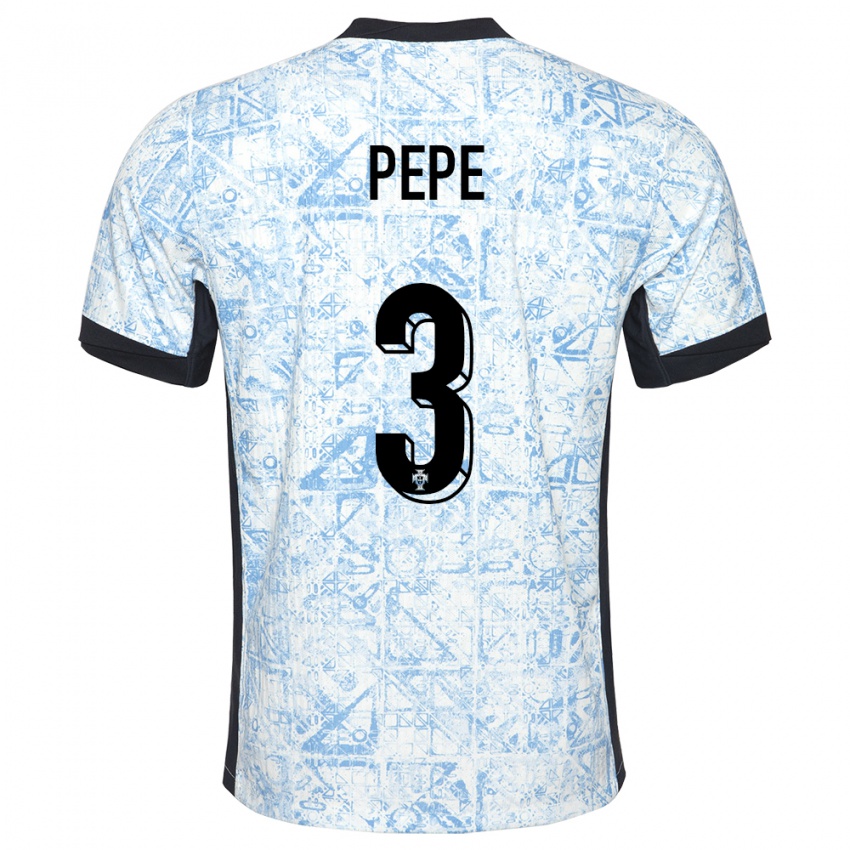 Niño Camiseta Portugal Pepe #3 Crema Azul 2ª Equipación 24-26 La Camisa