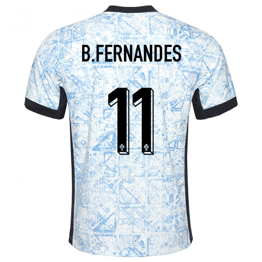 Niño Camiseta Portugal Bruno Fernandes #11 Crema Azul 2ª Equipación 24-26 La Camisa