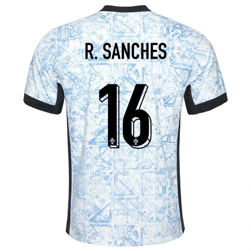 Niño Camiseta Portugal Renato Sanches #16 Crema Azul 2ª Equipación 24-26 La Camisa