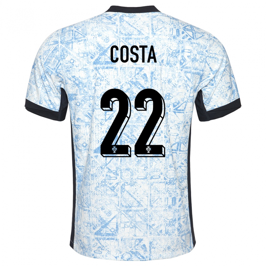 Niño Camiseta Portugal Diogo Costa #22 Crema Azul 2ª Equipación 24-26 La Camisa
