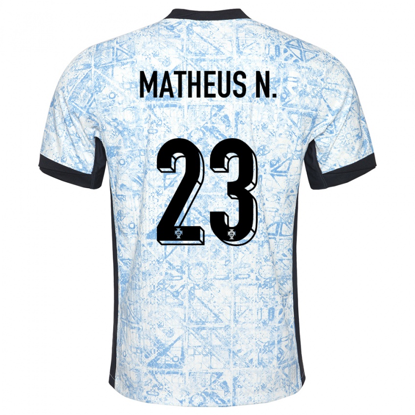 Niño Camiseta Portugal Matheus Nunes #23 Crema Azul 2ª Equipación 24-26 La Camisa