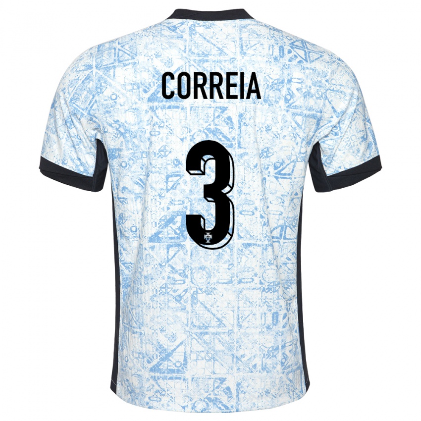 Niño Camiseta Portugal Alicia Correia #3 Crema Azul 2ª Equipación 24-26 La Camisa