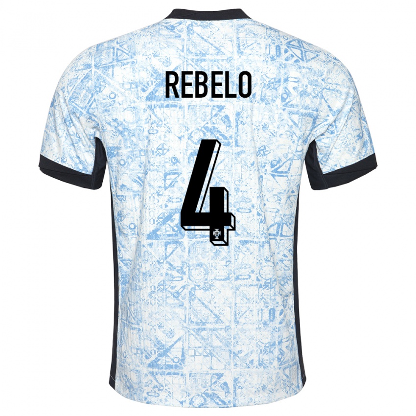 Niño Camiseta Portugal Silvia Rebelo #4 Crema Azul 2ª Equipación 24-26 La Camisa