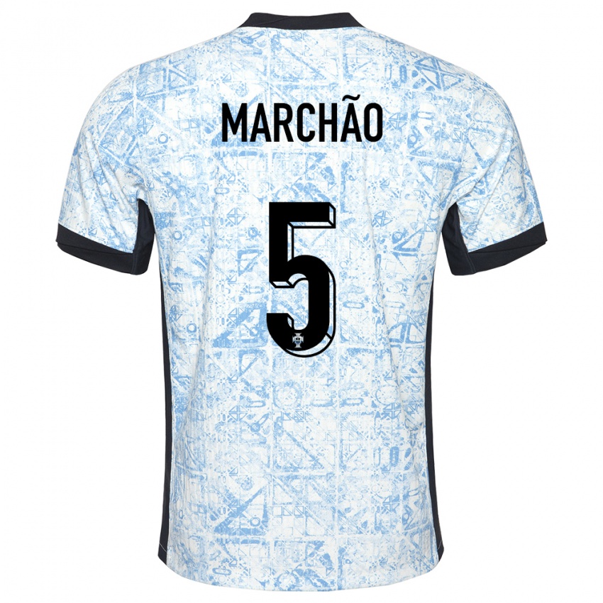 Niño Camiseta Portugal Joana Marchao #5 Crema Azul 2ª Equipación 24-26 La Camisa