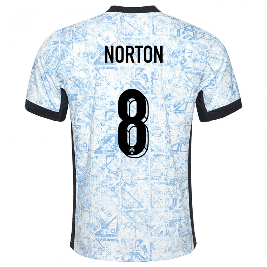 Niño Camiseta Portugal Andreia Norton #8 Crema Azul 2ª Equipación 24-26 La Camisa
