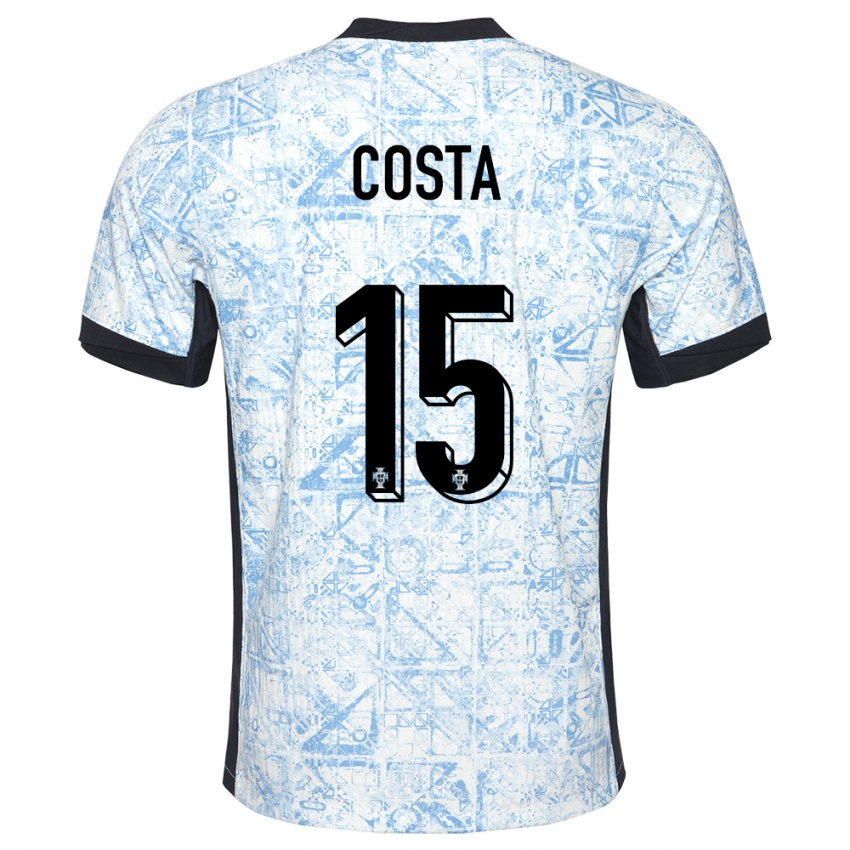 Niño Camiseta Portugal Carole Costa #15 Crema Azul 2ª Equipación 24-26 La Camisa
