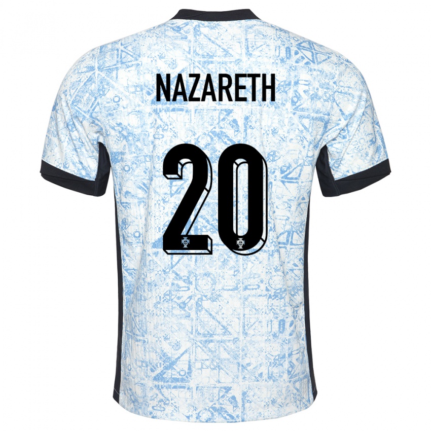 Niño Camiseta Portugal Kika Nazareth #20 Crema Azul 2ª Equipación 24-26 La Camisa