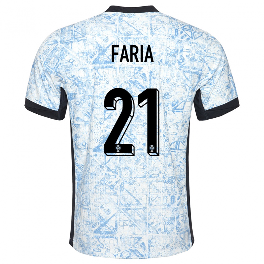 Niño Camiseta Portugal Andreia Faria #21 Crema Azul 2ª Equipación 24-26 La Camisa