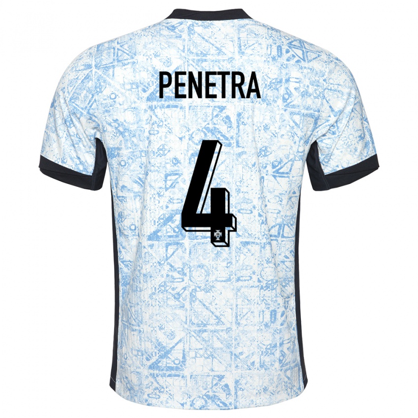 Niño Camiseta Portugal Alexandre Penetra #4 Crema Azul 2ª Equipación 24-26 La Camisa