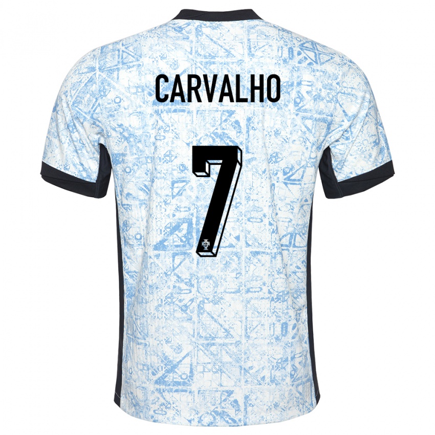 Niño Camiseta Portugal Fabio Carvalho #7 Crema Azul 2ª Equipación 24-26 La Camisa