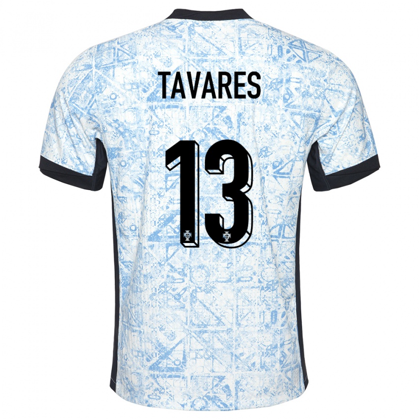 Niño Camiseta Portugal Nuno Tavares #13 Crema Azul 2ª Equipación 24-26 La Camisa