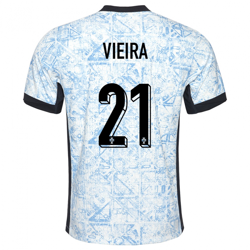 Niño Camiseta Portugal Fabio Vieira #21 Crema Azul 2ª Equipación 24-26 La Camisa