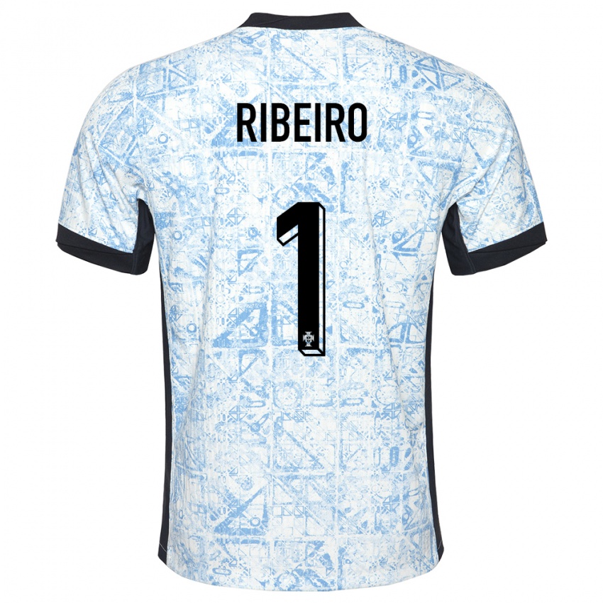 Niño Camiseta Portugal Goncalo Ribeiro #1 Crema Azul 2ª Equipación 24-26 La Camisa