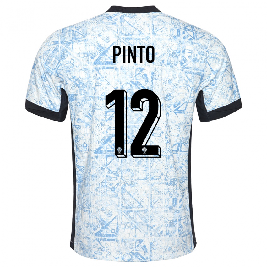 Niño Camiseta Portugal Diogo Pinto #12 Crema Azul 2ª Equipación 24-26 La Camisa