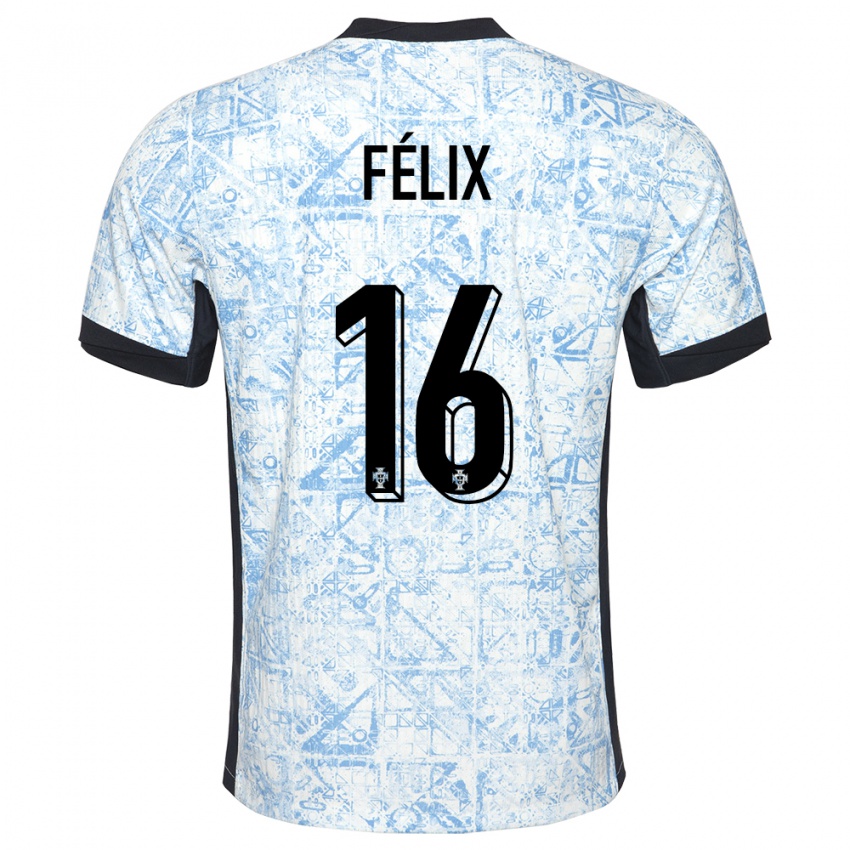 Niño Camiseta Portugal Hugo Felix #16 Crema Azul 2ª Equipación 24-26 La Camisa