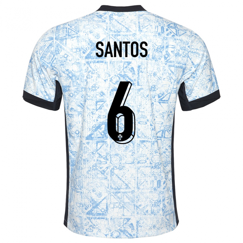 Niño Camiseta Portugal Vasco Santos #6 Crema Azul 2ª Equipación 24-26 La Camisa