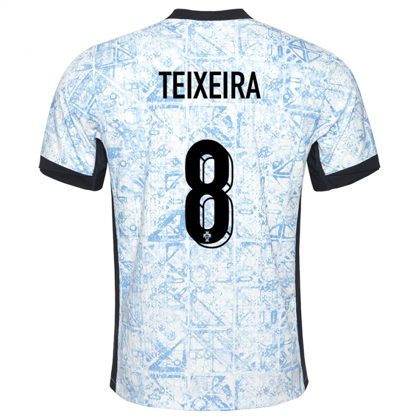 Niño Camiseta Portugal Joao Teixeira #8 Crema Azul 2ª Equipación 24-26 La Camisa