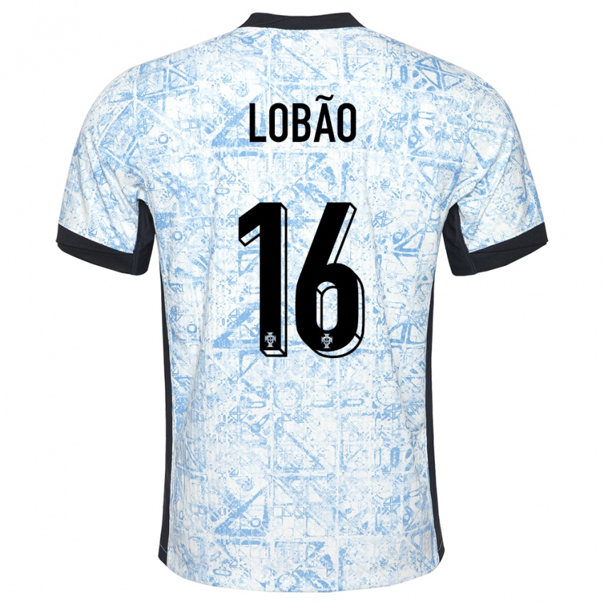 Niño Camiseta Portugal Diogo Lobao #16 Crema Azul 2ª Equipación 24-26 La Camisa