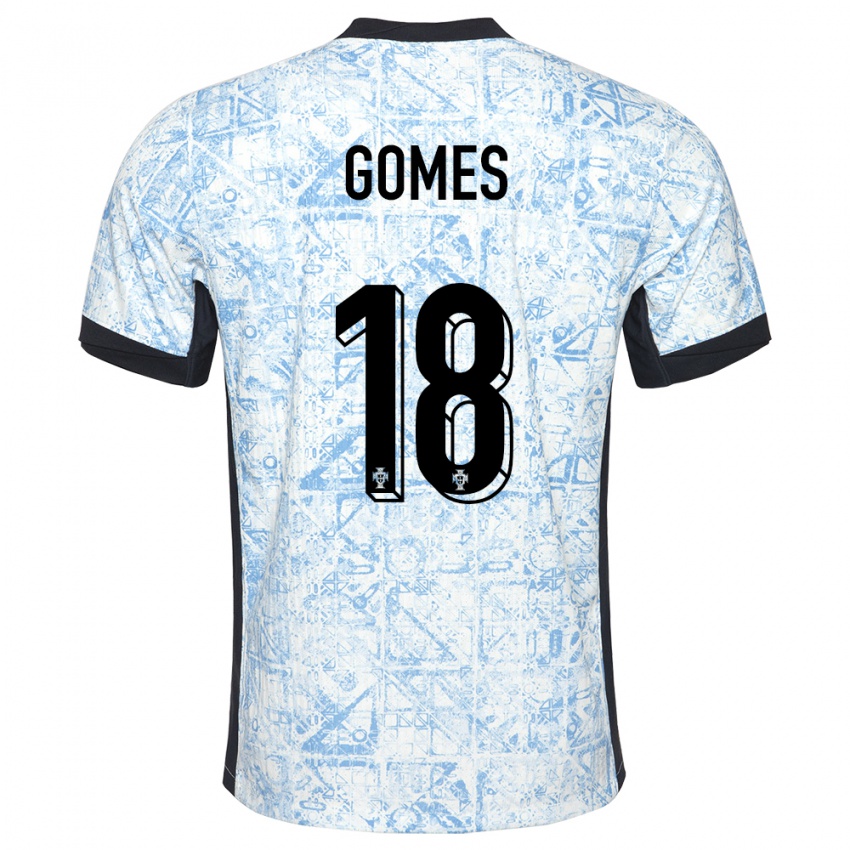 Niño Camiseta Portugal Andre Gomes #18 Crema Azul 2ª Equipación 24-26 La Camisa