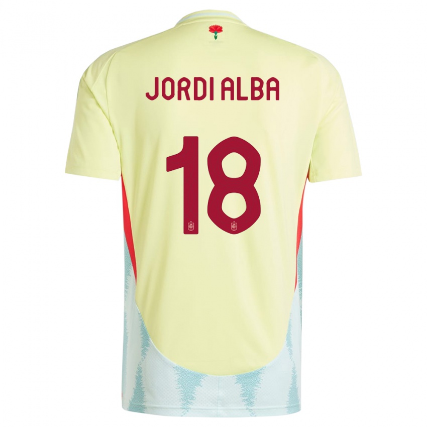 Niño Camiseta España Jordi Alba #18 Amarillo 2ª Equipación 24-26 La Camisa