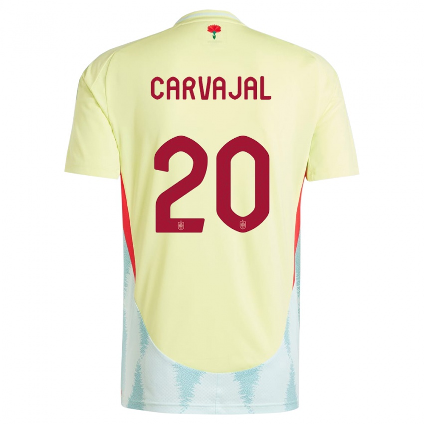 Niño Camiseta España Daniel Carvajal #20 Amarillo 2ª Equipación 24-26 La Camisa