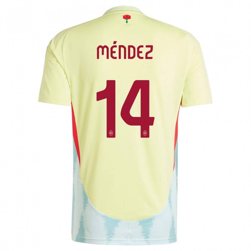 Niño Camiseta España Maria Mendez #14 Amarillo 2ª Equipación 24-26 La Camisa