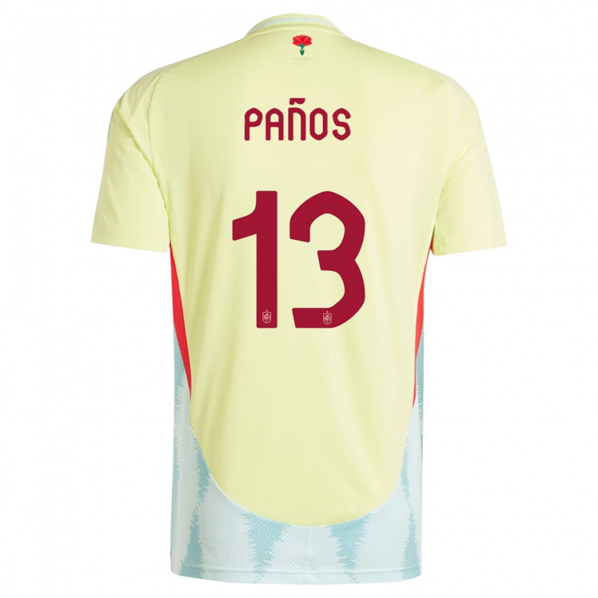 Niño Camiseta España Sandra Panos #13 Amarillo 2ª Equipación 24-26 La Camisa
