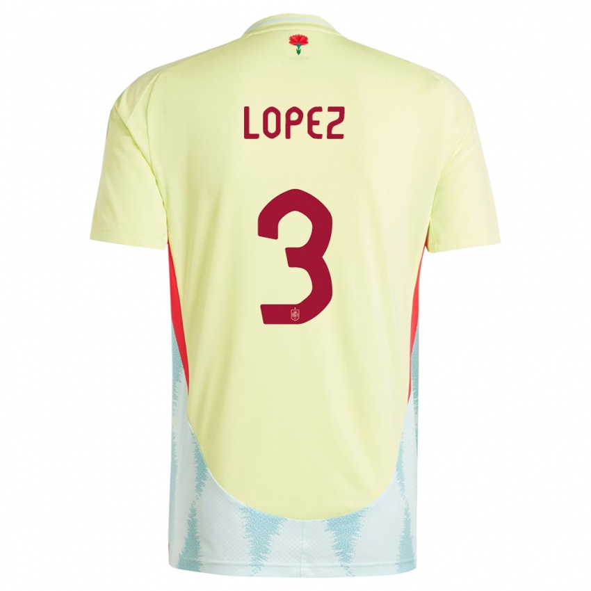 Niño Camiseta España Juan Lopez #3 Amarillo 2ª Equipación 24-26 La Camisa